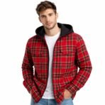 Levi’s Red Plaid Zip Up Hooded Flannel Shirt Jacket Men’s L Like New
