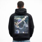 Green Market Cannabis Black Hoodie Men’s Size L Graphic Print - Image 3