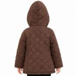 Old Navy Girls Brown Quilted Hooded Jacket Polka Dot Lining Size XS (5) - Image 2