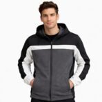 CSG Full Zip Hooded Jacket Men’s Medium Black Gray White – Like New