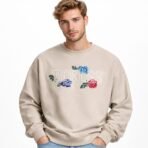 Urban Man XL Beige Crewneck Sweatshirt Floral “Reckless” Like New