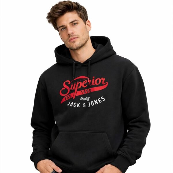 Jack & Jones Superior Graphic Hoodie Black Men’s Size XL Pullover Sweatshirt
