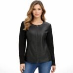 Linea Domani Genuine Leather Jacket Black Size 14 NWT