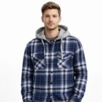 NW North Western Plaid Hooded Flannel Shirt Men’s Large Like new