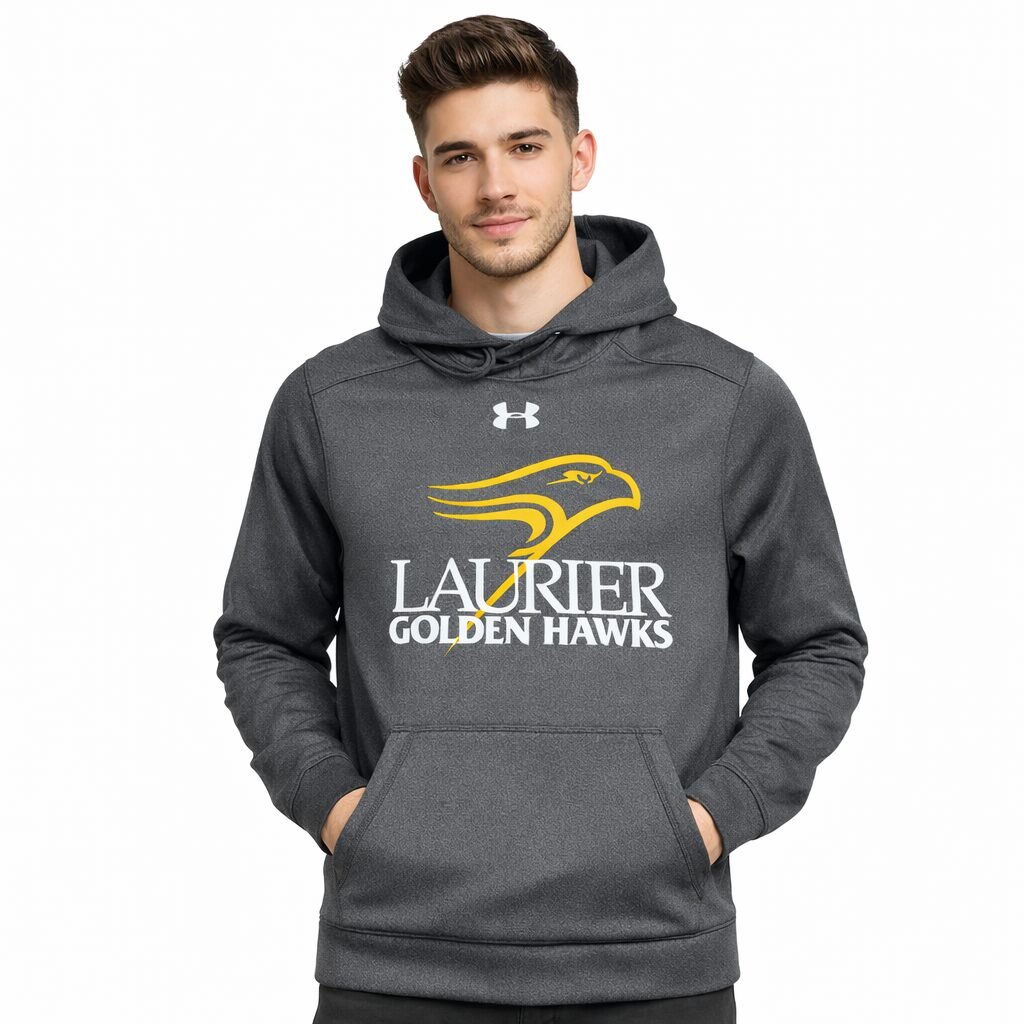E0C63B39-3501-47C5-9FE2-30382E4D7811 Under Armour Laurier Golden Hawks Hoodie Men’s Medium Gray Like New - Image 1