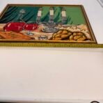 Vintage Framed Needlepoint Still Life Wine & Candles Wall Art /1970s - Image 4