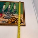 Vintage Framed Needlepoint Still Life Wine & Candles Wall Art /1970s - Image 5