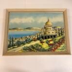 Vintage Israeli Landscape Painting Signed Hebrew Art Framed Mid Century