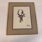 Vintage 1982 Randy Knott Folk Art Drawing Signed & Framed