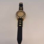 Techno Master Diamond Accent Watch 22mm Black Rubber Strap Stainless Steel Case