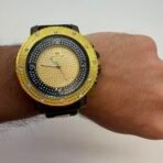 Techno Master Gold Black Iced Dial Quartz Watch Silicone Strap Almost New - Image 5