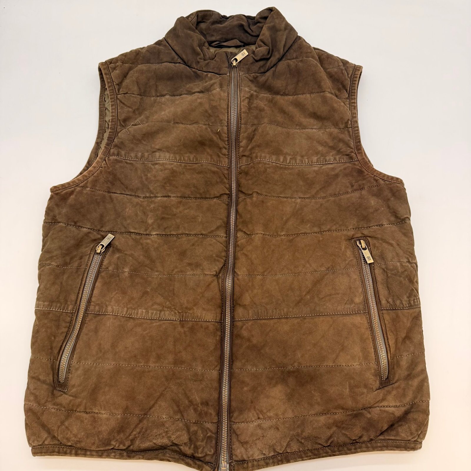 IMG_4281 Massimo Dutti Men’s Quilted Vest Brown Size M Full Zip Puffer Gilet - Image 1