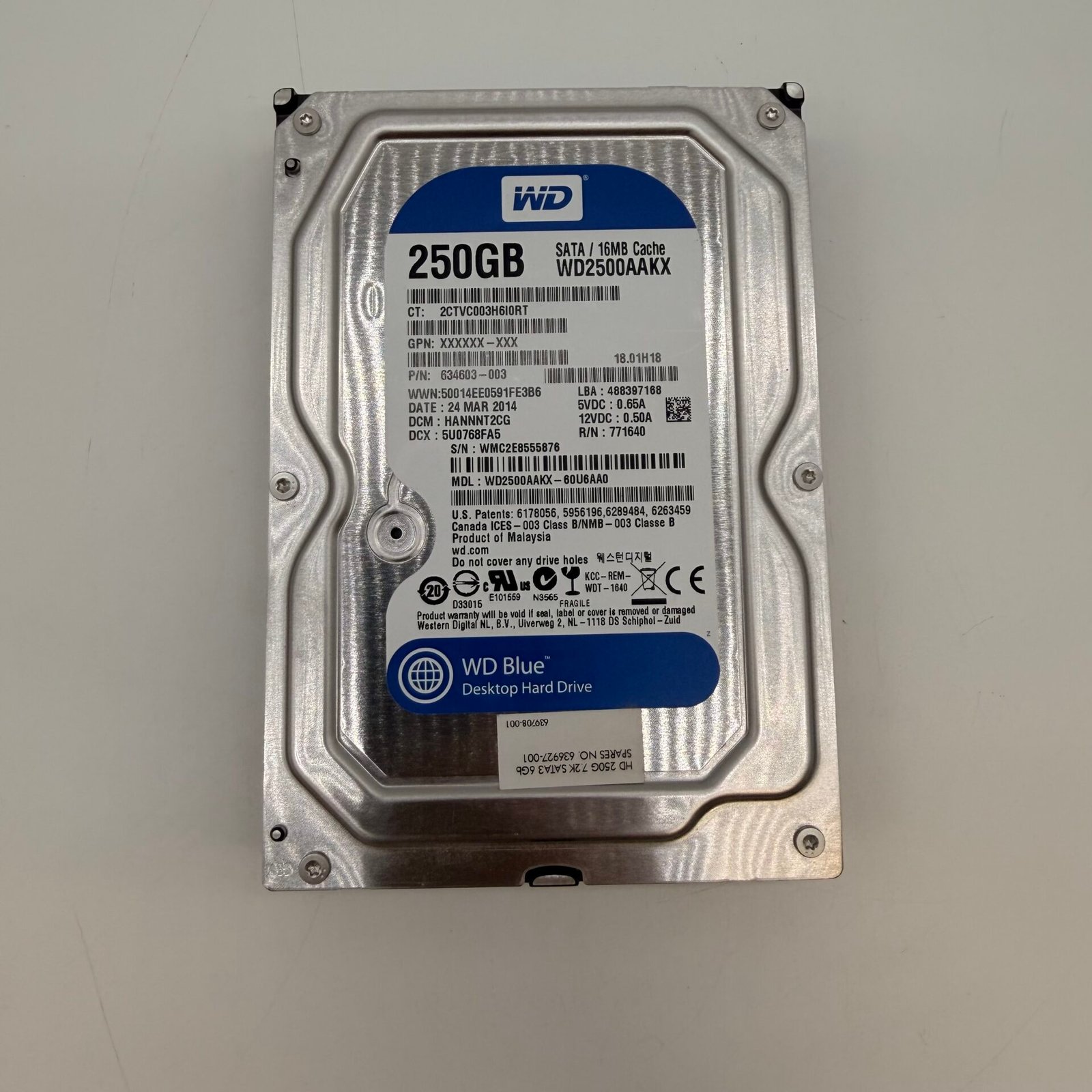 IMG_4348 Western Digital WD Blue WD2500AAKX 250GB 3.5” SATA 7200RPM HDD - Image 1
