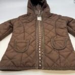 Old Navy Girls Brown Quilted Hooded Jacket Polka Dot Lining Size XS (5) - Image 5