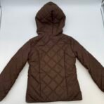 Old Navy Girls Brown Quilted Hooded Jacket Polka Dot Lining Size XS (5) - Image 4