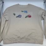 Urban Man XL Beige Crewneck Sweatshirt Floral “Reckless” Like New - Image 3