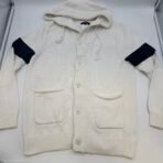 Men’s Cream Hooded Knit Cardigan Sweater Size L 100% Cotton - Image 3