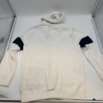 Men’s Cream Hooded Knit Cardigan Sweater Size L 100% Cotton - Image 4