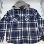 NW North Western Plaid Hooded Flannel Shirt Men’s Large Like new - Image 3
