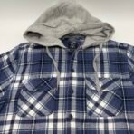 NW North Western Plaid Hooded Flannel Shirt Men’s Large Like new - Image 4