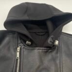 GUESS Men’s Hooded Faux Leather Jacket Black Size L - Image 5
