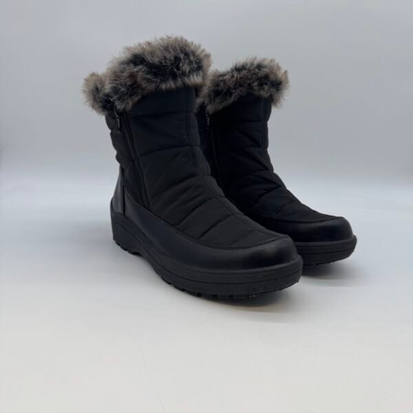 Women’s Winter Snow Boots Black Faux Fur Waterproof Size 7