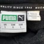 PUMA Men’s Vintage Style V-Stripe Hoodie Black White Logo Pullover Size L - Image 6