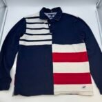 Tommy Hilfiger Slim Fit Long Sleeve Rugby Shirt Patchwork Flag Style L - Image 3