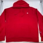Champion Red Hoodie Men’s Size L Pullover Sweatshirt Logo – Great Condition - Image 3