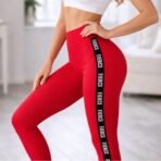 Infinity Red Leggings Women’s Stretch Athletic Pants Size L New - Image 3