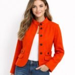 Old Navy Women’s XL Orange Wool Blend Short Coat – Classic Style