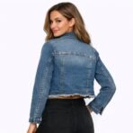 Suko Jeans Women’s Studded Denim Jacket L Crop Frayed Hem NWT - Image 2