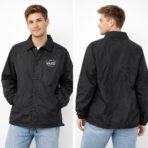 Vans Black Nylon Coach Jacket Men’s Large – Small Hole on Back