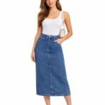 Vintage 90s Theme For You Denim Midi Skirt 100% Cotton , US Size XS