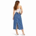 Vintage 90s Theme For You Denim Midi Skirt 100% Cotton , US Size XS - Image 2
