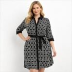 Addition Elle Women’s Geometric Belted Shirt Dress Size 14 NWT