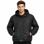 Forever 21 Men Black Nylon Hooded Windbreaker Jacket Size S – Like New