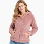 Reebok Women’s Faux Fur Full-Zip Hoodie Dusty Rose XL – New With Tag