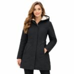 Denver Hayes Women’s Long Hooded Winter Coat Sherpa Lined Black – Size XL