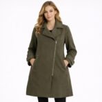 Linea Domani Melanie Lyne Coat Women 14 Olive Green Zip Jacket