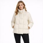 DKNY Pure Down Jacket Womens L White Puffer Coat 80% Down Winter