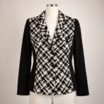 Addition Elle Blazer Womens Size 16 Black White Jacket Button Front