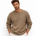 REISS London Men’s XL 100% Wool Relaxed Fit Sweater Brown Speckled Knit