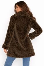 Vintage 90s Kage Faux Fur Leopard Coat Women’s L/XL Brown Made in Canada - Image 2