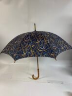 Perry Ellis Wooden Handle Umbrella 101cm Blue Pattern Classic Luxury