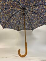 Perry Ellis Wooden Handle Umbrella 101cm Blue Pattern Classic Luxury - Image 2