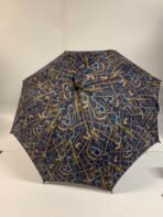 Perry Ellis Wooden Handle Umbrella 101cm Blue Pattern Classic Luxury - Image 5