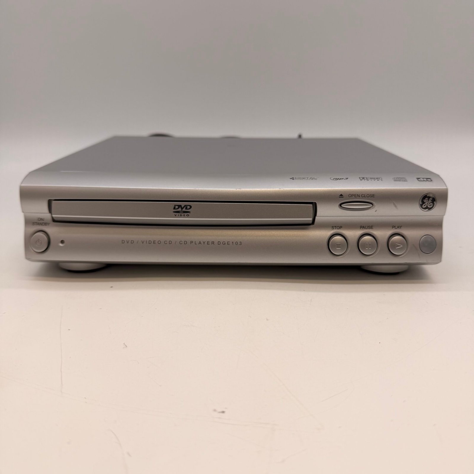 IMG_5831 GE DGE103N DVD Player Silver CD Video Player Tested No Remote Component Output - Image 1