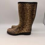 Hot Paws Leopard Rain Boots Waterproof Rubber Women Size 8 Mid Calf - Image 2