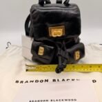 Brandon Blackwood Mini Backpack Black Leather Gold Hardware New w/ Dust Bag - Image 5
